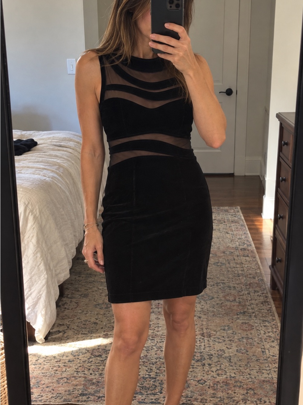 Vintage Susan Rossi for Vijack Black Dress with Mesh Paneling
